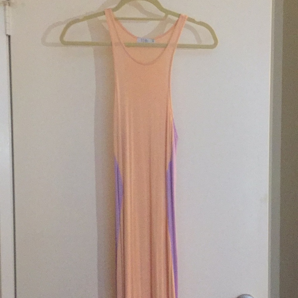 Light peach and lilac maxi dress
